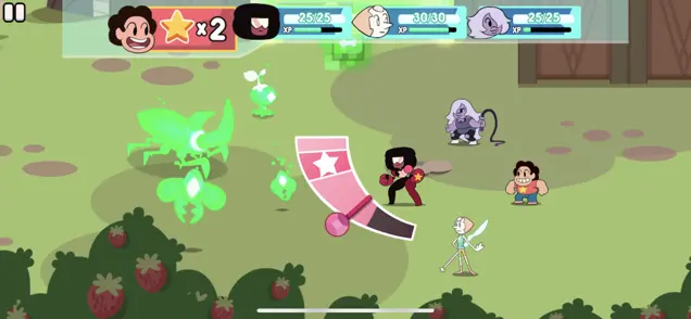 Image of a battle scene, with Garnet charging up an attack. 