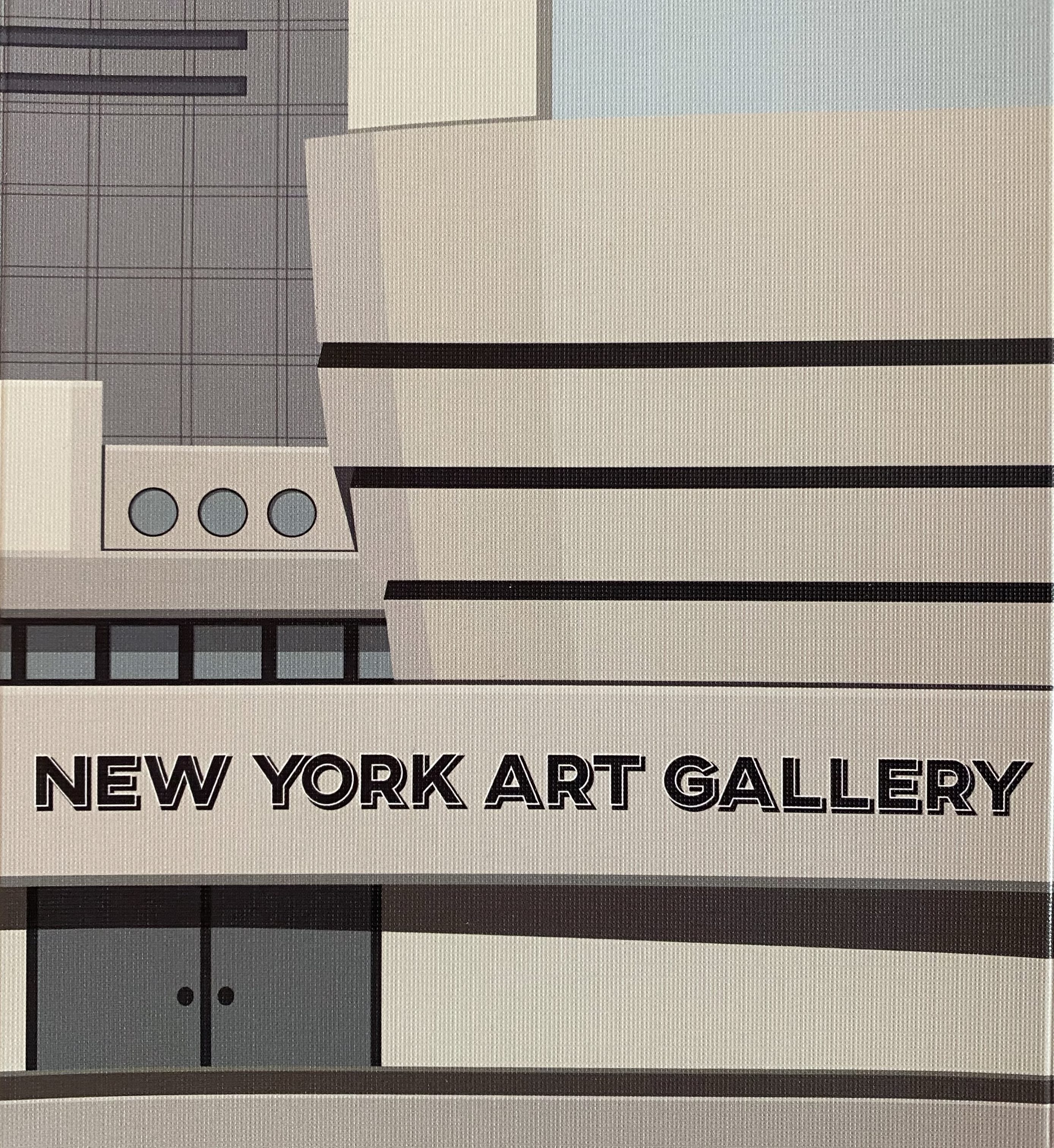 The text says "New York Art Gallery" and the design of the building looks like Guggenheim New York.