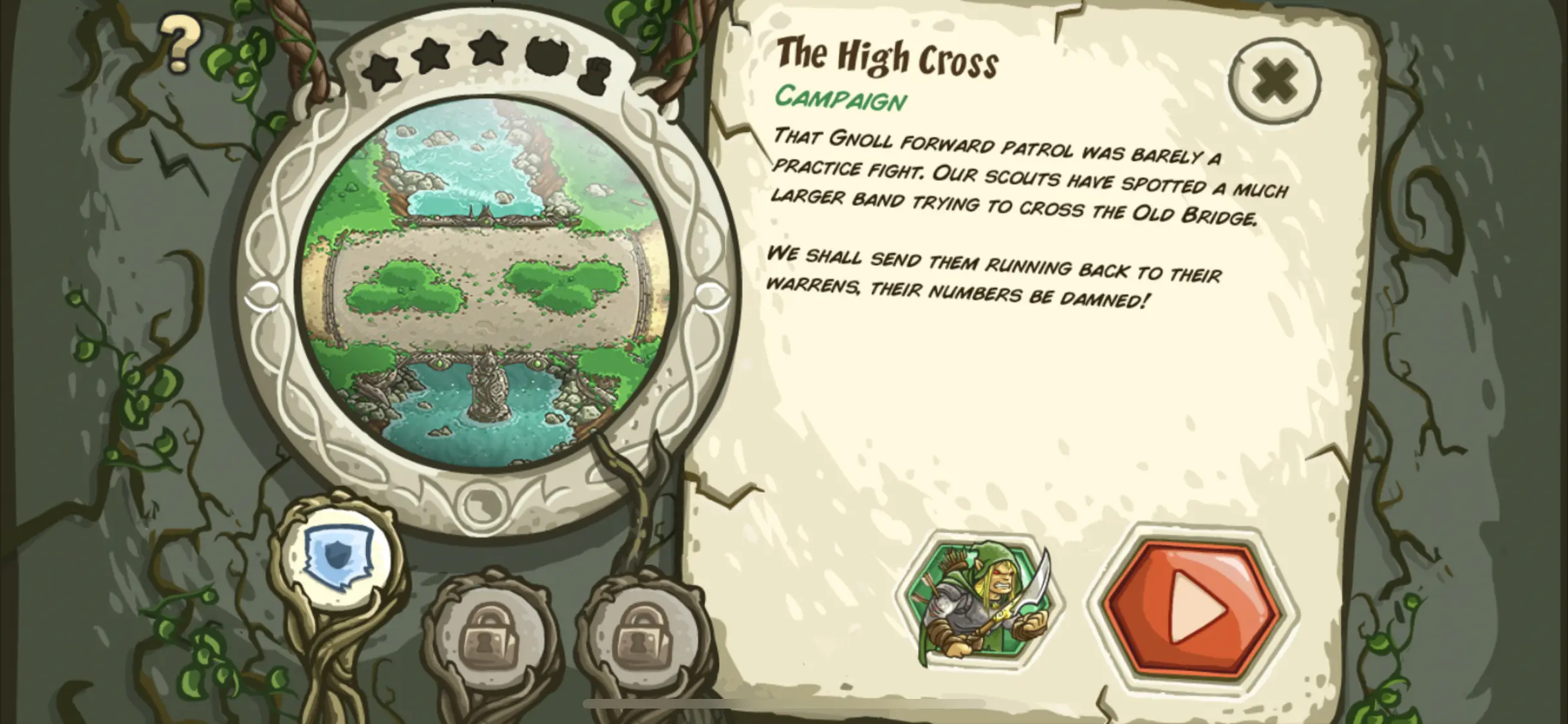 Menu Select for the High Cross level with options to adjust difficult, exit, or start the level